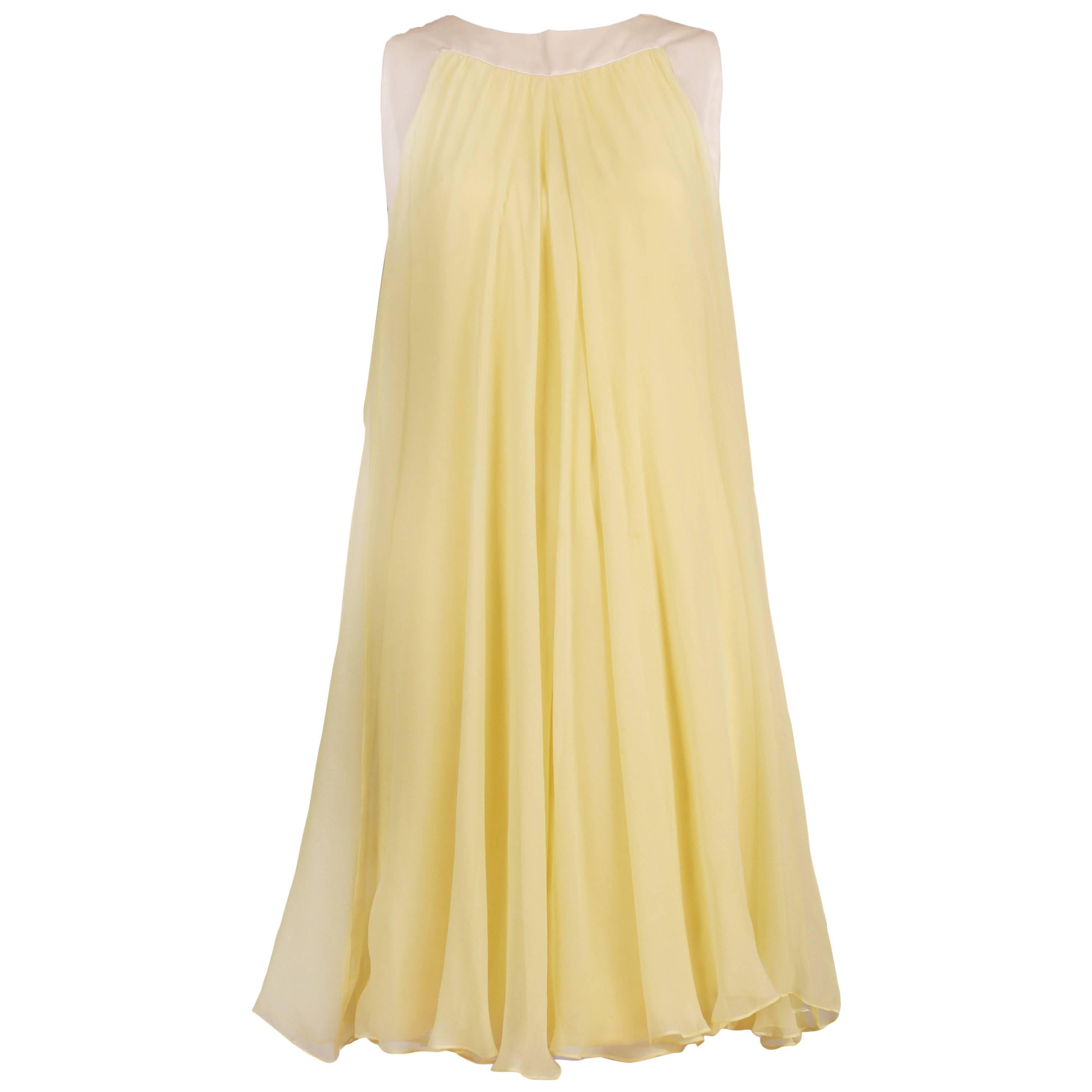 Valentino Yellow Silk Chiffon Baby Doll Dress