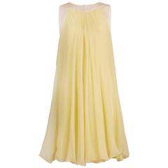 Vintage Valentino Yellow Silk Chiffon Baby Doll Dress