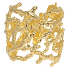 KJL Kenneth Jay Lane Gold Polished Coral Branch Hinged Cuff Bracelet