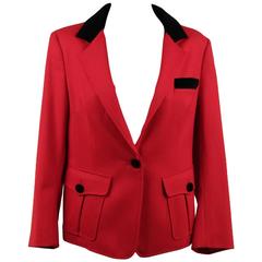 BALENCIAGA Red Wool BLAZER Jacket EQUESTRIAN Style SIZE 38