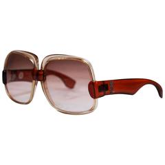 1970s YSL 545 tan and biscuit colour butterfly sunglasses.