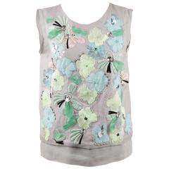 DIANE VON FURSTEMBERG Gray EMBELLISHED TOP Sleeveless SIZE 4 4
