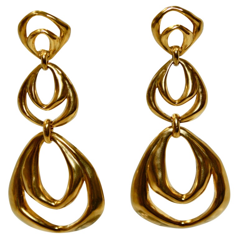 Goossens Paris Gilded Bronze Drop Earrings 