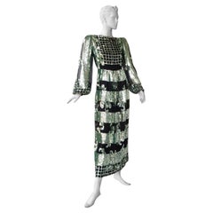  Valentino Runway Emerald Sequin Shimmer Dress Gown   NWT