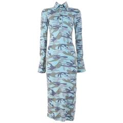 Original Voyage Blue Camouflage Shirt Dress Approx Size UK 6