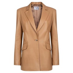 Verheyen London Chesca Oversize Blazer in Camel Leather, Size 10