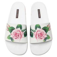 Dolce & Gabbana Tropical Rose Print Gummi- Strandbekleidungsschienen mit Blumendruck