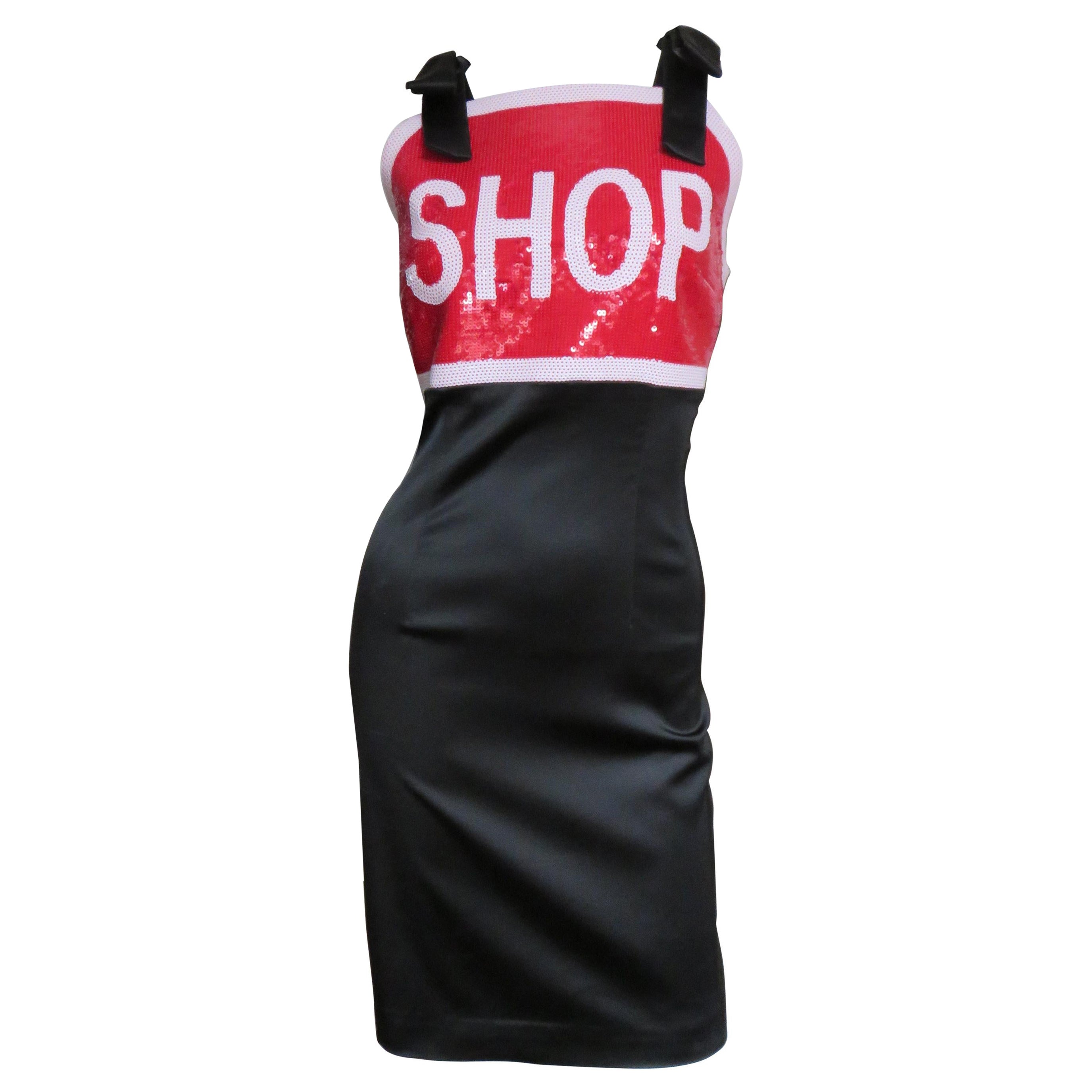 Moschino Couture Sequin SHOP Sign Dress 