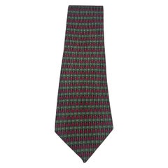 Hermes Silk Red and Green Square Print Tie 