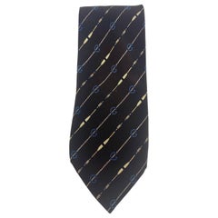 Gucci Vintage Silk Brown and Beige Print GG Tie 