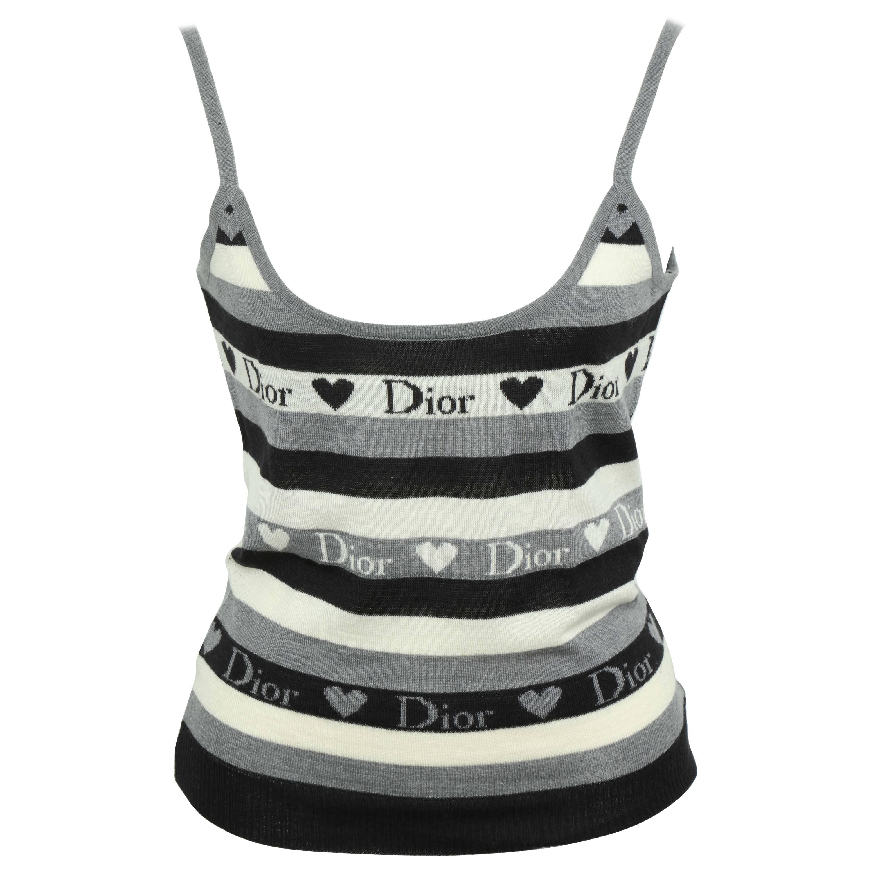 Christian Dior Knit Tank Top Camisole with Heart Motifs