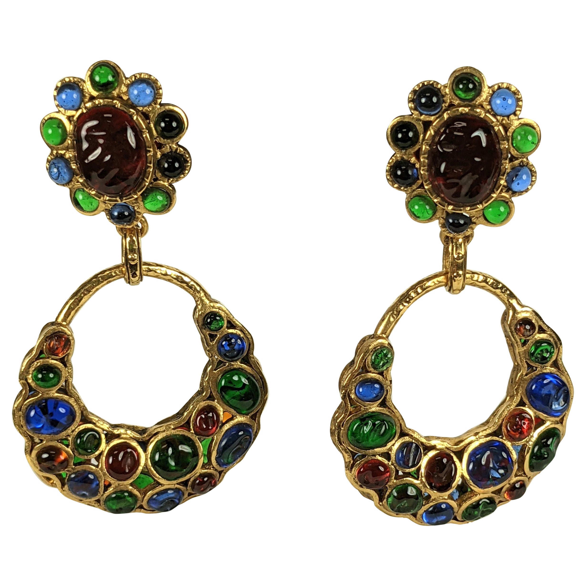 Lovely Chanel Poured Glass Hoop Earrings, Maison Gripoix For Sale