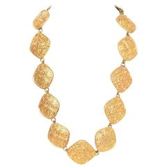 Chanel Textured Gold Diamond-Shape Medallion Belt/Necklace 10