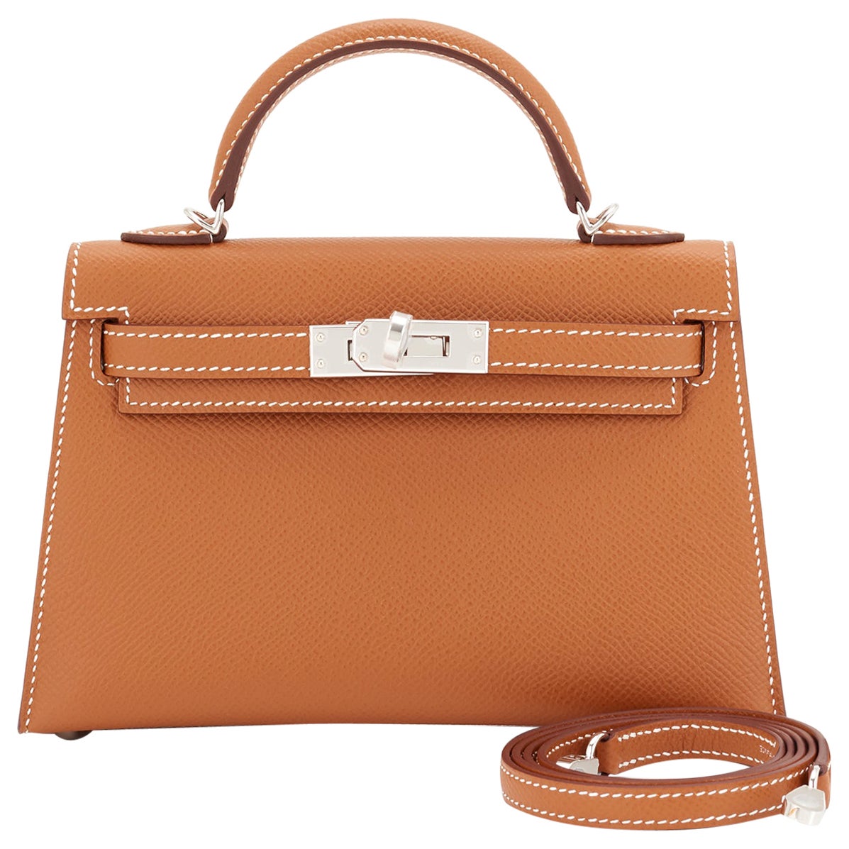 Hermes Mini Gold Kelly 20cm Epsom Bag New in Box For Sale
