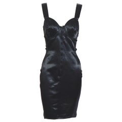 Jean-Paul Gaultier junior 1989 ikonisches schwarzes Korsett-Bodycon-Kleid mit Kegel