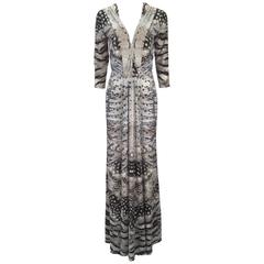 2000s Roberto Cavalli Lizard Print Knit Wear Dress