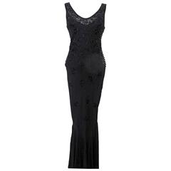 John Galliano for Christian Dior Sleeveless Black Beaded Gown