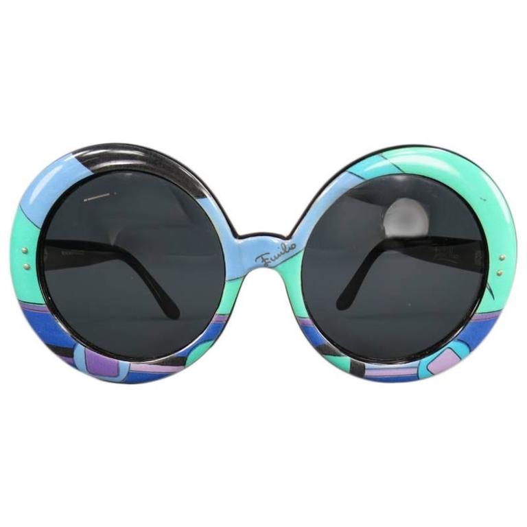 Vintage 1970's EMILIO PUCCI Blue and Purple Round Printed Acetate ...