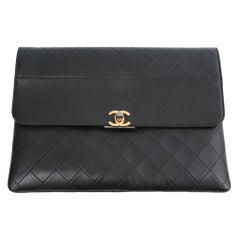 WOMENS DESIGNER Chanel Leather Clutch Bag - Black