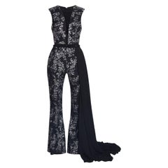 TONY WARD Black JUMPSUIT with SEQUINS from Celebrity Closet FR 36 