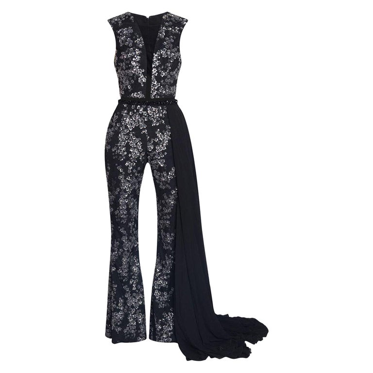 TONY WARD Black JUMPSUIT with SEQUINS from Celebrity Closet FR 36 For ...