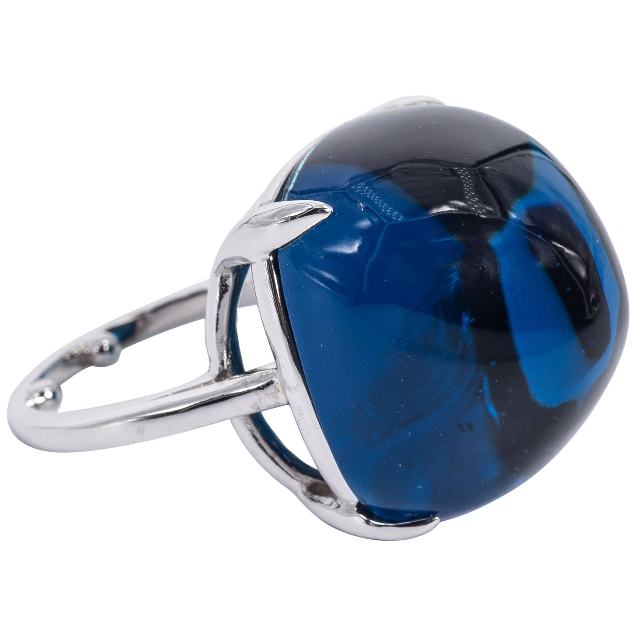 Fabulous Large Faux Cabochon Blue Sapphire Ring
