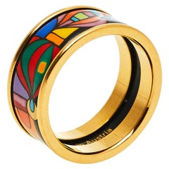 Used Frey Wille Hommage à Hundertwasser Multicolor Fire Enamel Band Ring Size 50.5