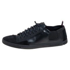 Used Louis Vuitton Black Leather Low Top Sneakers Size 45.5