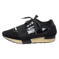 Balenciaga Schwarz Neopren Race Runner Low Top Turnschuhe Größe 38