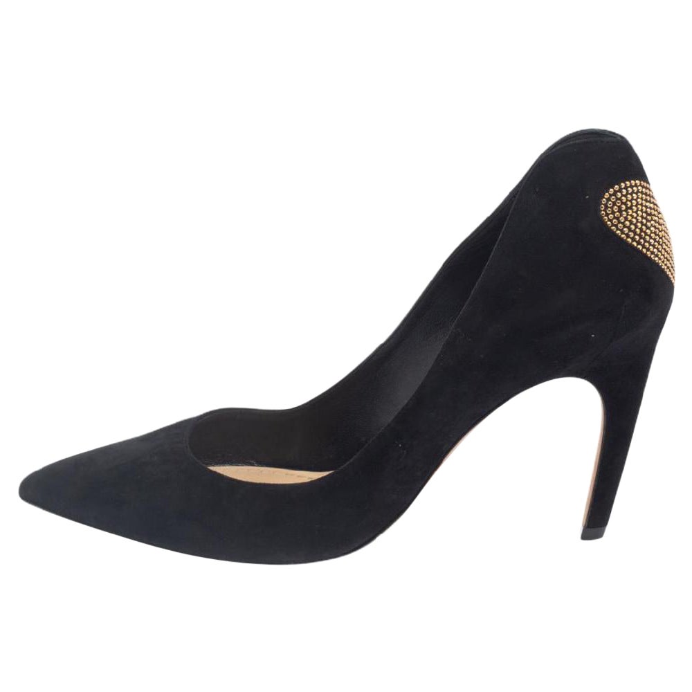 Dior Black Suede Heart Studded Amour Pumps Size 39 For Sale