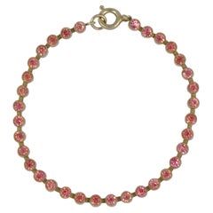 Art Deco Silver Tone and Pink Paste Stones Tennis Bracelet circa 1920s