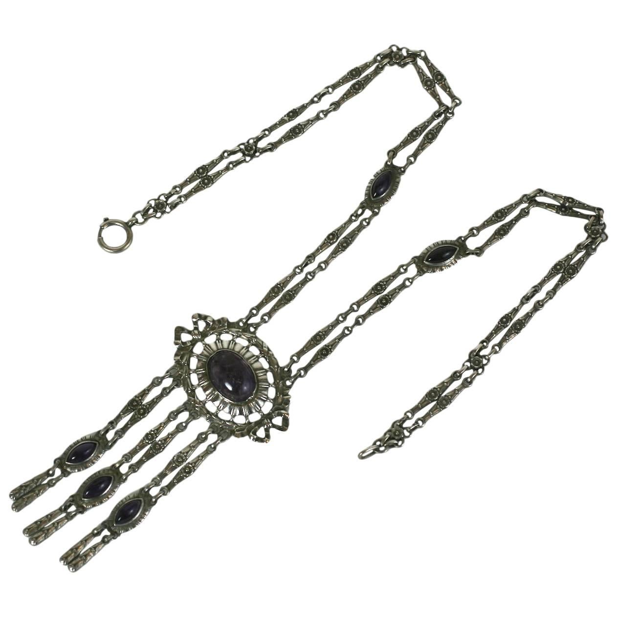 Collana edoardiana in argento e ametista in vendita