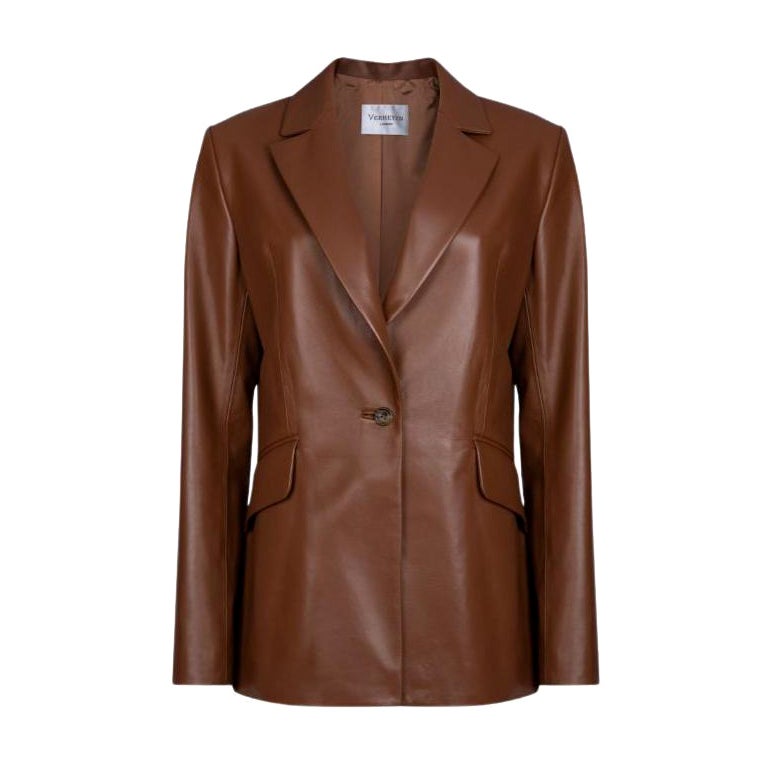 Verheyen London Chesca Oversize Blazer in Camel Leather, Size 8 For ...