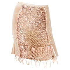 Tom Ford for Gucci Runway S/S 2004 Sheer Nude Rings Ribbon Mini Skirt It 42