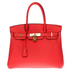 Stunning Hermès Birkin 30 handbag in Rouge Capucine Togo leather, GHW