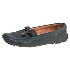 Prada Grey Suede Bow Slip on Loafers Size 37.5