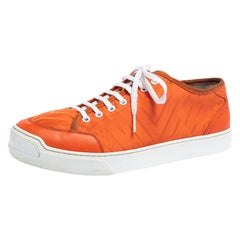 Louis Vuitton Orange Fabric and Leather Sneakers Size 42