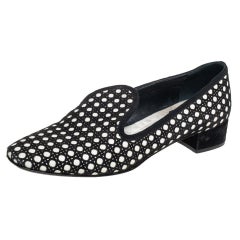 Dior Black/White Suede And Leather Slip On Loafers Size 37