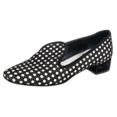 Christian Dior Schwarz/Weiß Wildleder und Leder Slip auf Loafers Größe 37