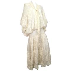 Norma Kamali 1984 Lace Wedding Gown Size 10.