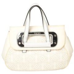 Loewe Off White Anagram PVC and Leather Cut Out Flap Satchel