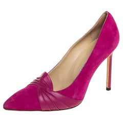 Manolo Blahnik Pink Suede And Leather Pumps Size 37