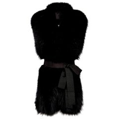 Verheyen London Legacy Black Fox Fur Stole Collar Scarf with belt 