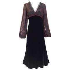 Jean Paul Gaultier brown silk velvet dress 
