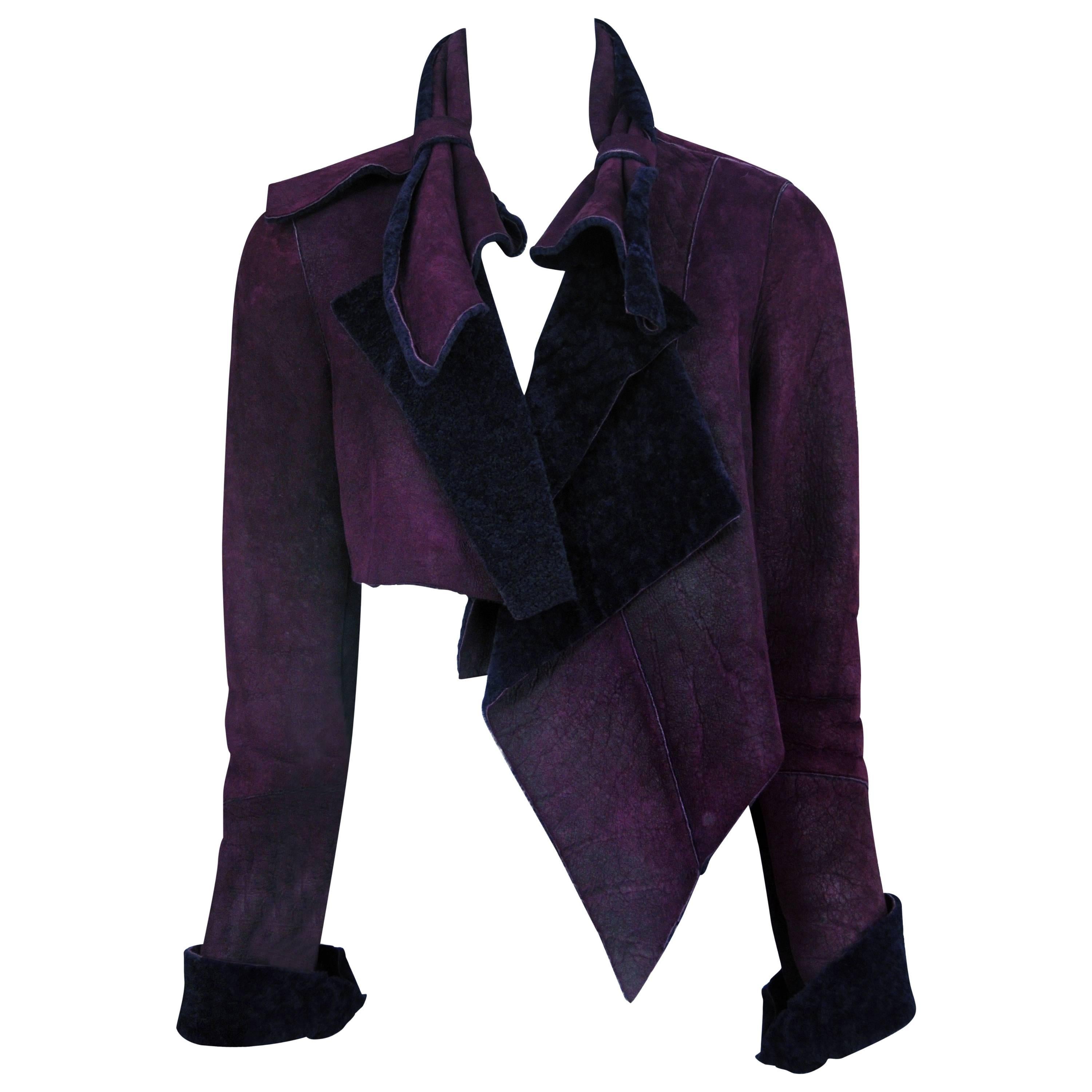 Helmut Lang Purple Shearling Jacket 