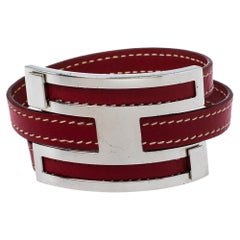 Hermès Rouge Garance Chamonix Leather Pousse Pousse Bracelet