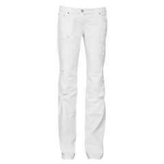 Fendi White Denim Straight Leg Distressed Jeans M