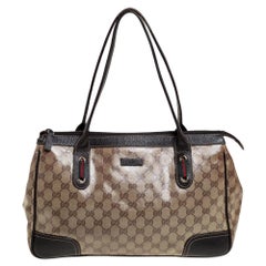Gucci Beige/Brown GG Crystal Canvas And Leather Princy Satchel