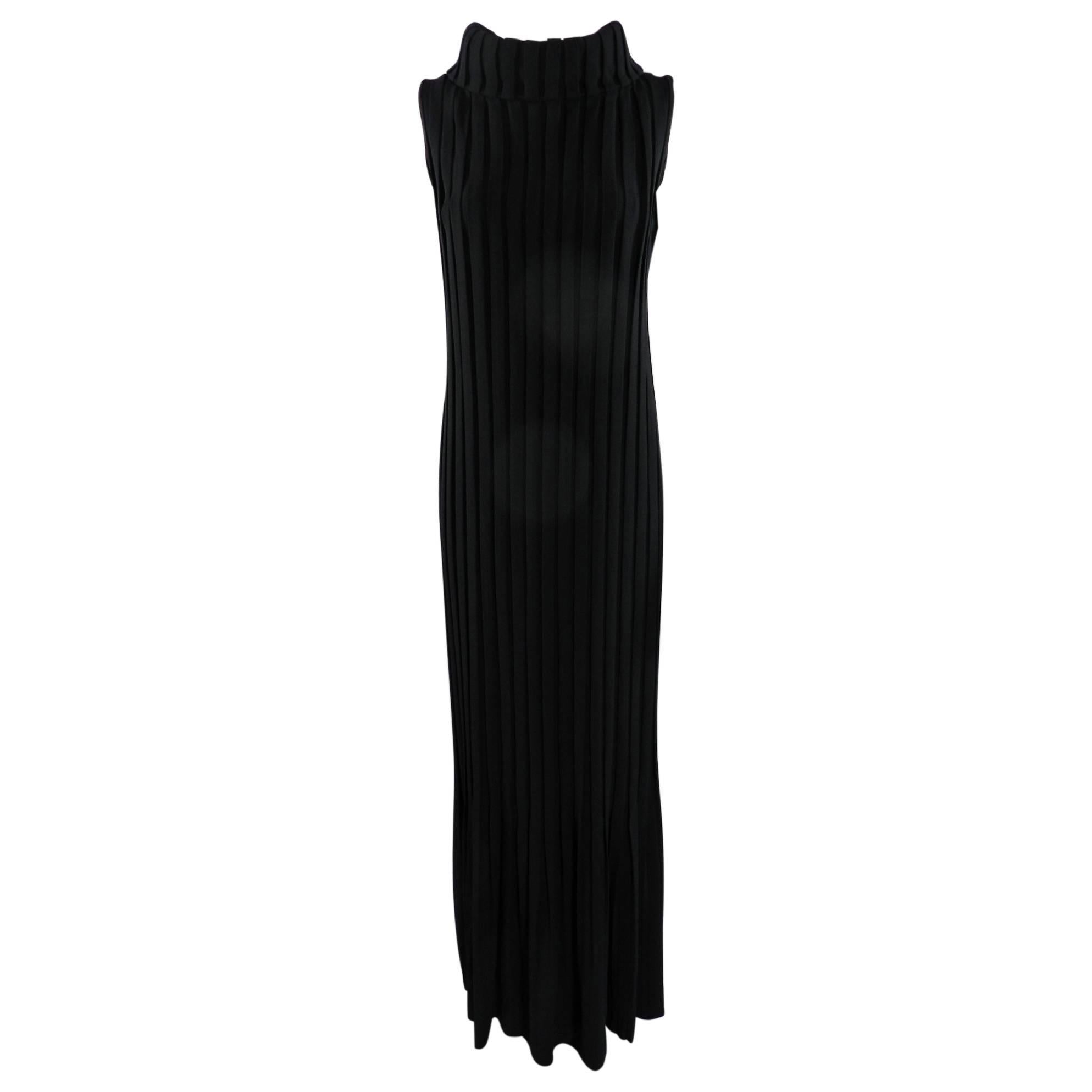 Mademoiselle Ricci by Nina Ricci 1960's Black Pleated Column Gown