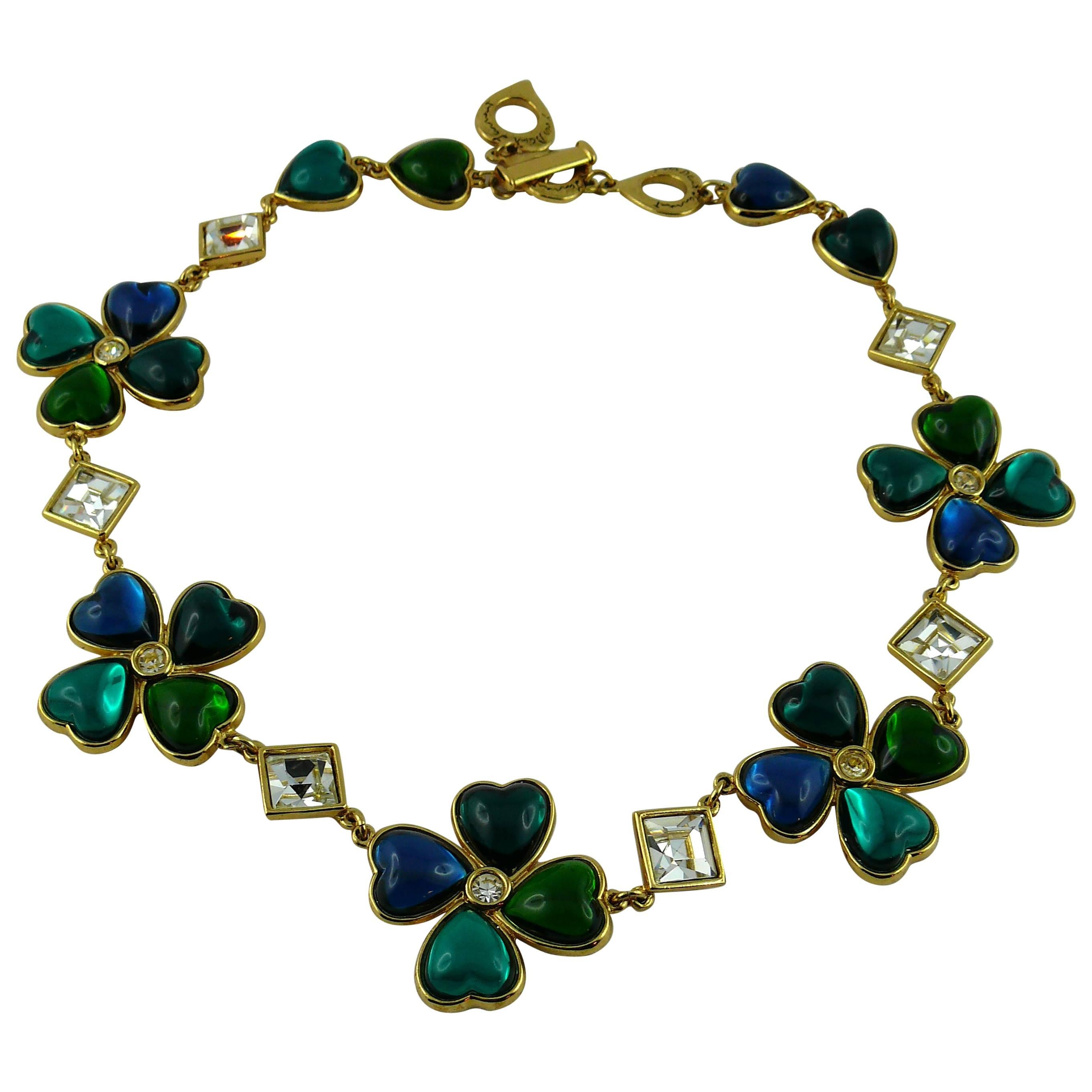 Yves Saint Laurent YSL Vintage Clover Heart Necklace 2 Ways